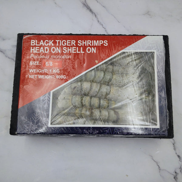 Black Tiger Head On Shell On Prawn 6/8 - Seafood Direct UK
